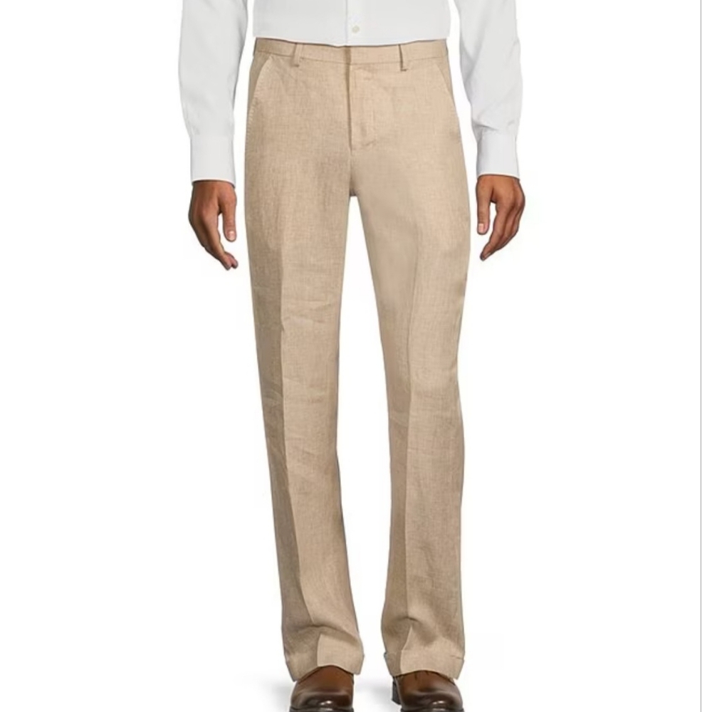 Murano Baird McNutt chinos pants 46 cream 100% linen Big Zac Classic fit new$115